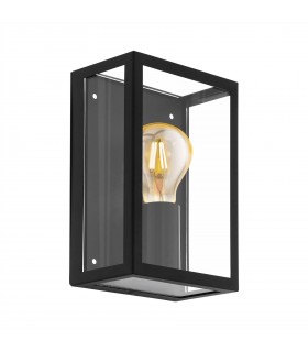 1 Light Outdoor Flush Wall Light Black IP44, E27 - 1