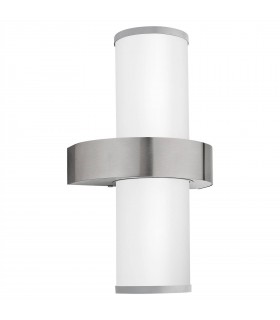 2 Light Outdoor Wall Light Stainless Steel, Silver IP44, E27 - 1