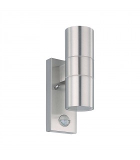 2 Light Outdoor Up Down Wall Light with PIR Motion Sensor Stainless Steel IP44, GU10 - 1