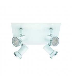 Tamara 4 Light Bathroom Adjustable Wall / Ceiling Light Chrome with White Glass IP44, GU10 - UK Stock