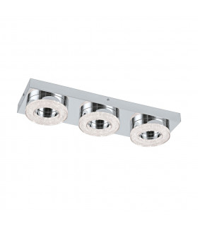 Integrated LED 3 Light Triple Round Flush Ceiling Light Chrome, Crystal - UK Stock
