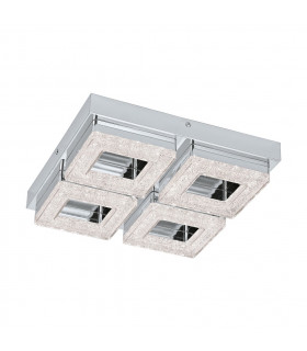 Fradelo Integrated LED Square Flush Ceiling Light Chrome, Crystal - UK Stock