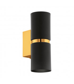 Passa 2 Light Indoor Up / Down Wall Light Black, Gold, GU10 - UK Stock