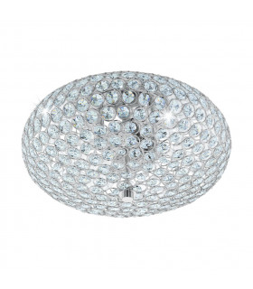 Clemente 2 Light Flush Ceiling Light Polished Chrome, Crystal Glass, E27 - UK Stock