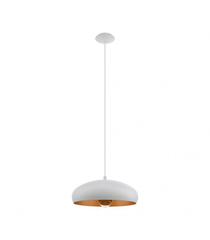 Mogano 1 Light Dome Ceiling Pendant White, Copper, E27 - UK Stock