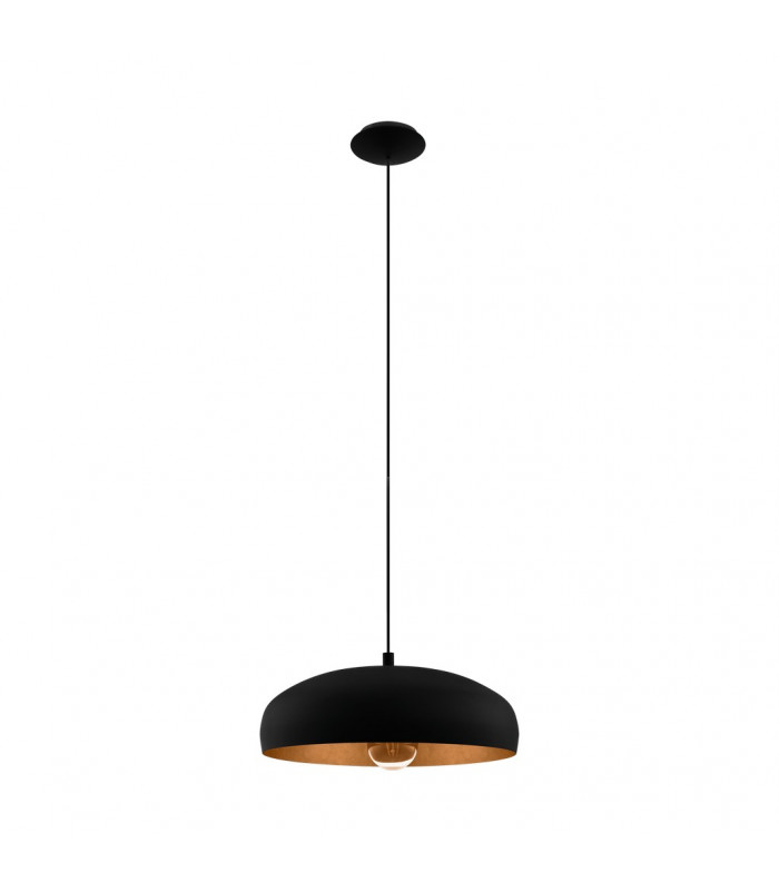Mogano 1 Light Dome Ceiling Pendant Black, Copper, E27 - UK Stock