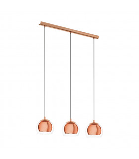 Rocamar 3 Light Ceiling Pendant Bar Copper, E27 - UK Stock