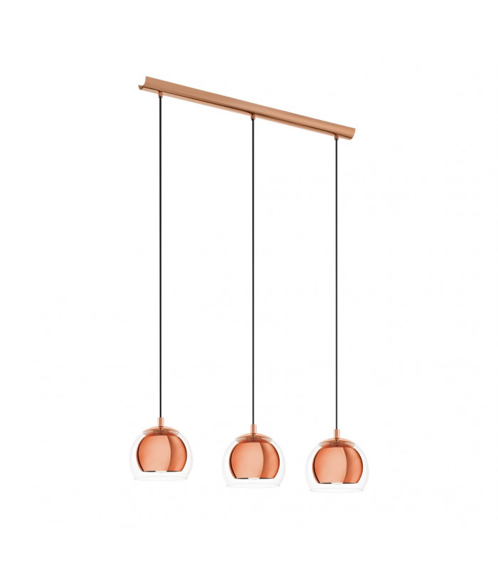 Rocamar 3 Light Ceiling Pendant Bar Copper, E27 - UK Stock