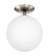 Rondo 1 Light Semi Flush Globe Ceiling Light Satin Nickel, E27 - UK Stock