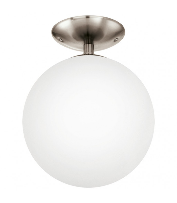 Rondo 1 Light Semi Flush Globe Ceiling Light Satin Nickel, E27 - UK Stock