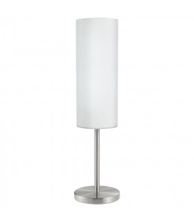 Troy 1 Light Glass Table Lamp Satin Silver, E27 - UK Stock