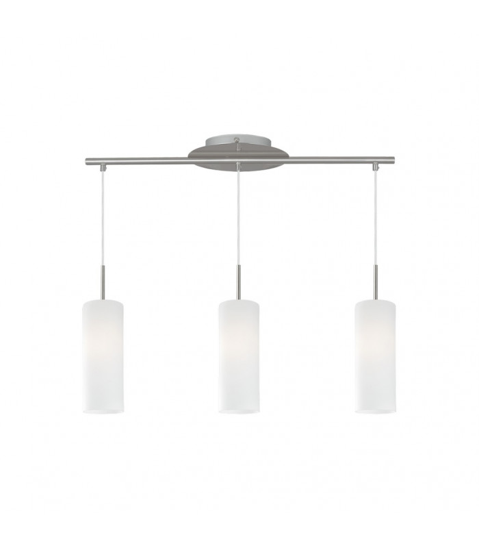 Troy 3 Light Ceiling Pendant Bar Satin Nickel, E27 - UK Stock