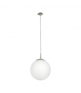 Rondo 1 Light Modern Medium Globe Ceiling Light Pendant White, Satin Nickle, E27 - UK Stock