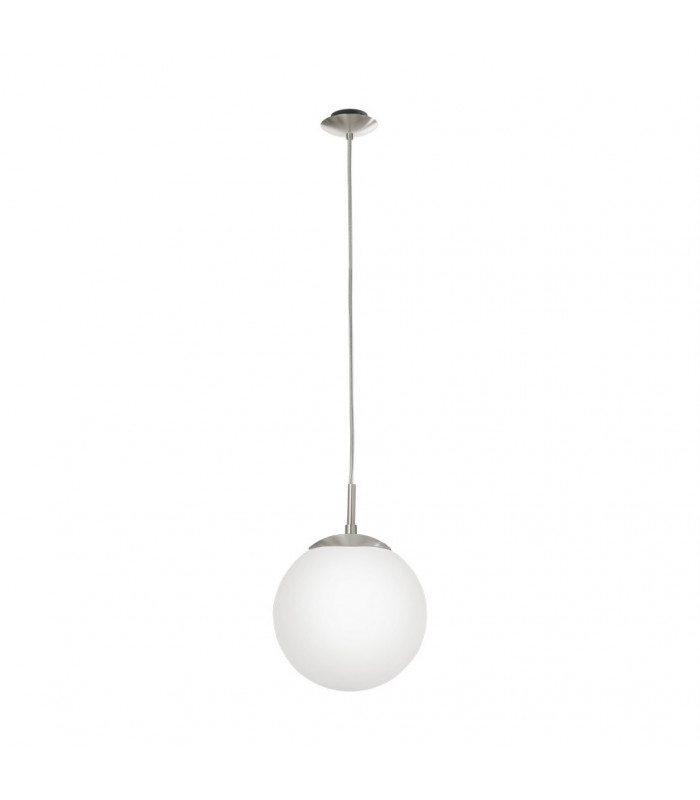 Rondo 1 Light Globe Ceiling Pendant Satin Nickel, Glass, E27 - UK Stock