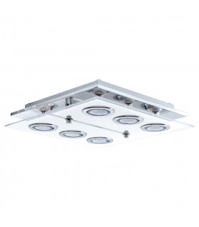 6 Light Flush Ceiling Light Polished Chrome and White Glass, GU10 - UK Stock