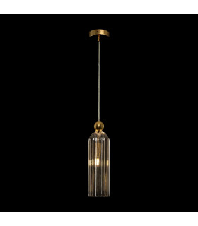 Antic Modern Slim Pendant Ceiling Light Gold Glass Cognac Shade-2