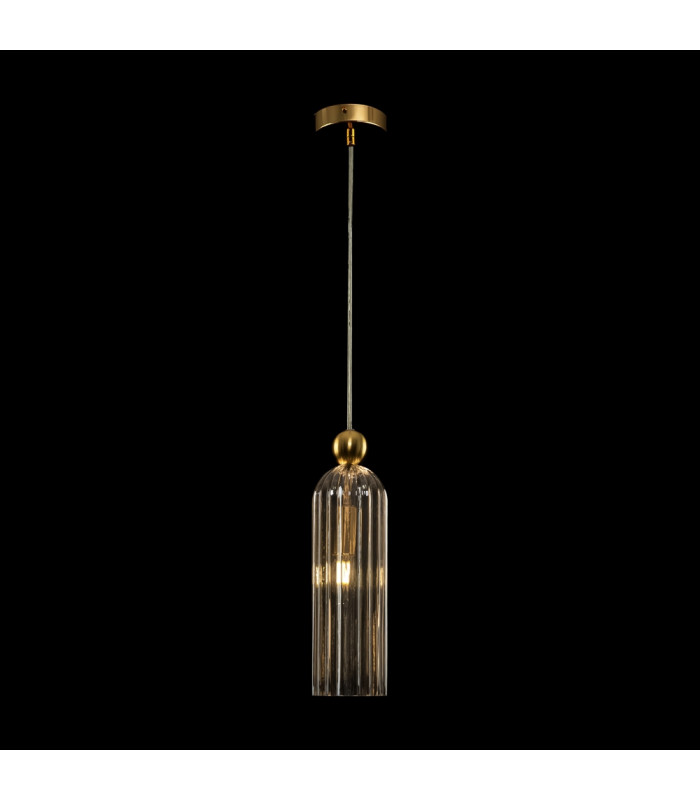 Antic Modern Slim Pendant Ceiling Light Gold Glass Cognac Shade-2