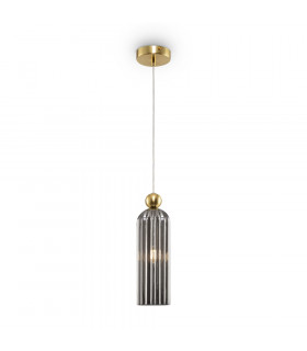 Antic Modern Slim Pendant Ceiling Light Gold Glass Grey Shade-1