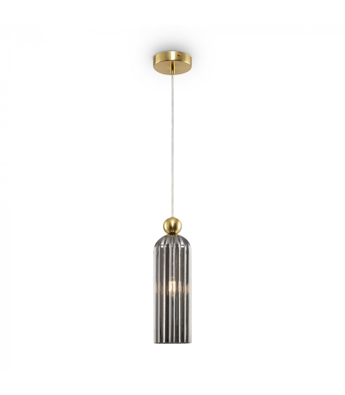 Antic Modern Slim Pendant Ceiling Light Gold Glass Grey Shade-1