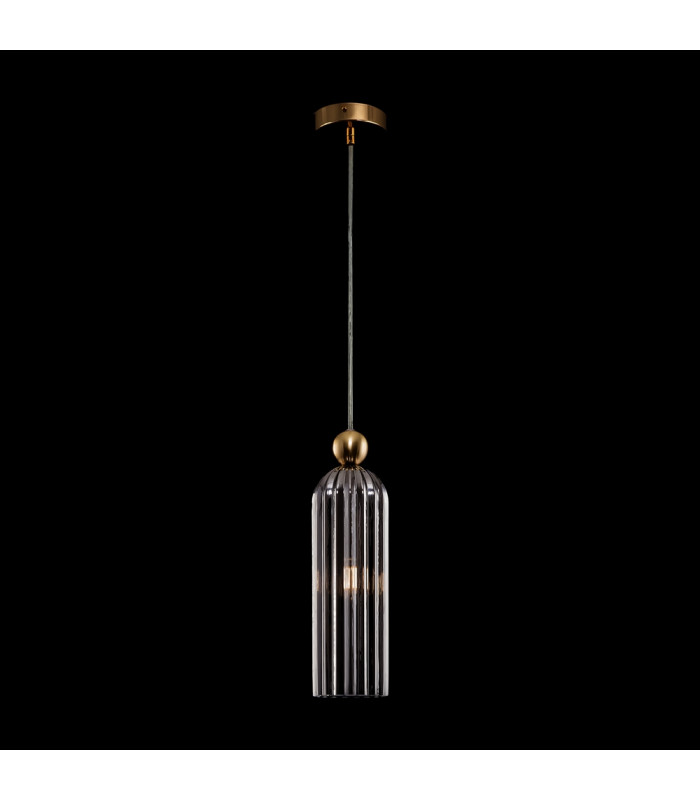 Antic Modern Slim Pendant Ceiling Light Gold Glass Grey Shade-2