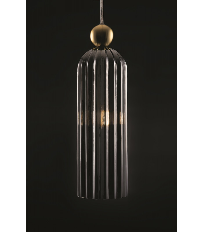 Antic Modern Slim Pendant Ceiling Light Gold Glass Grey Shade-3