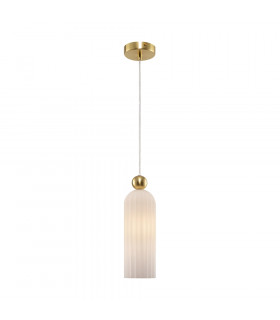 Antic Modern Slim Pendant Ceiling Light Gold Glass White Shade-1