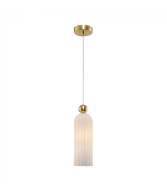 Antic Modern Slim Pendant Ceiling Light Gold Glass White Shade-1