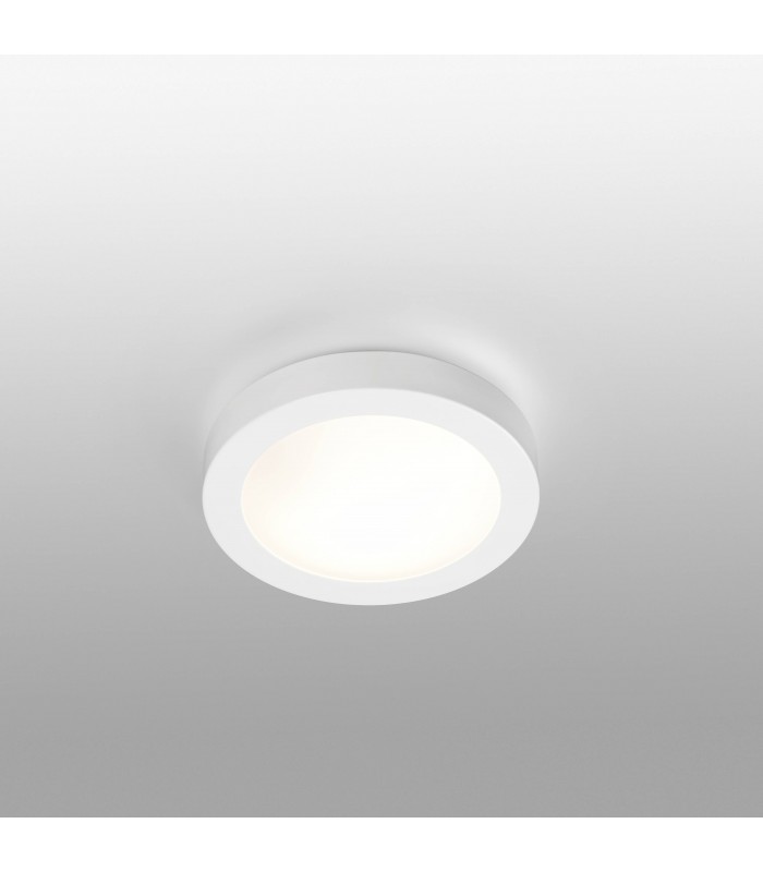 1 Light Small Round Bathroom Flush Ceiling Light White IP44, E27 - 3