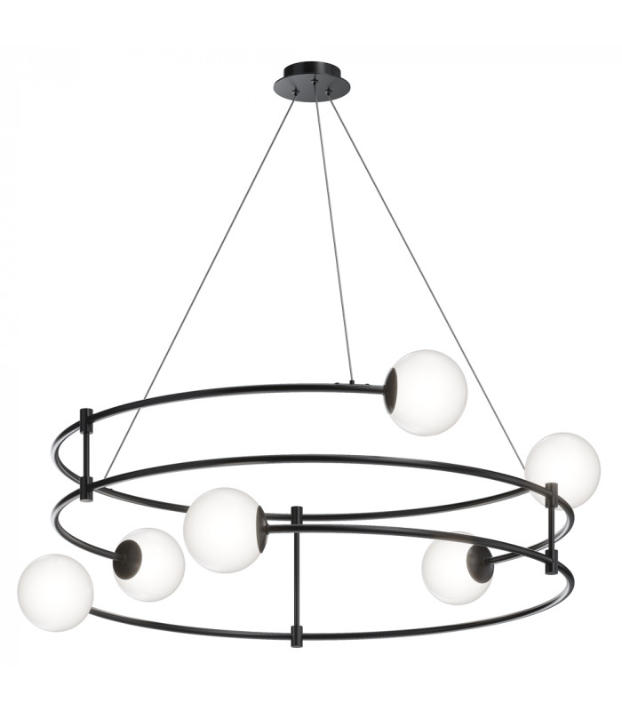 Balance Modern Cylindrical Pendant Ceiling Light Black Glass Shade-1