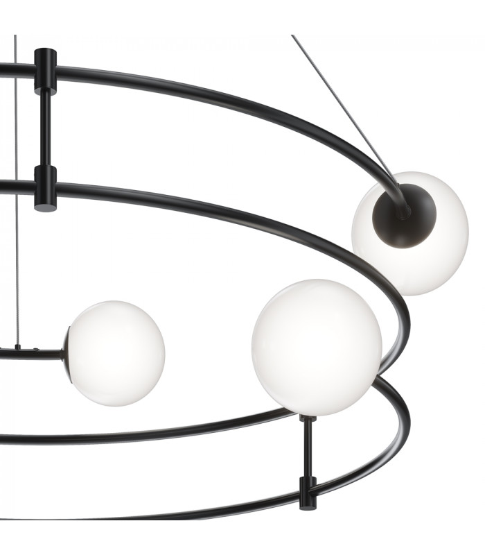 Balance Modern Cylindrical Pendant Ceiling Light Black Glass Shade-3