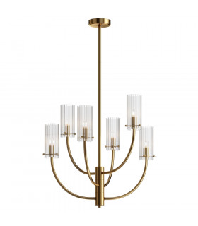 Arco Neoclassic Multi Arm Pendant Ceiling Light Brass Glass Shade-1