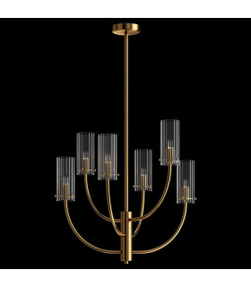 Arco Neoclassic Multi Arm Pendant Ceiling Light Brass Glass Shade-2