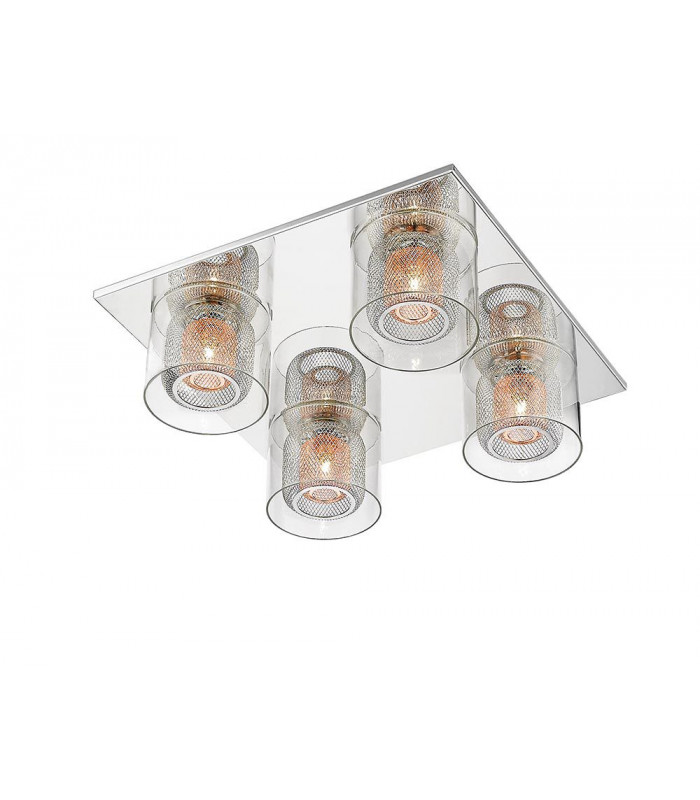 Laure 4 Light Glass Chrome Flush Ceiling Light-1