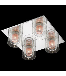 Laure 4 Light Glass Chrome Flush Ceiling Light-2