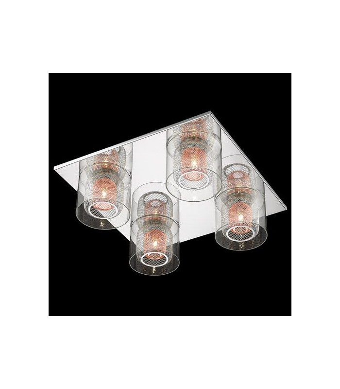 Laure 4 Light Glass Chrome Flush Ceiling Light-2