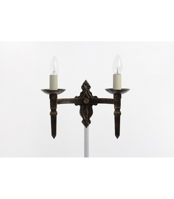 Baronial 2 Light Black Gold Wall Light