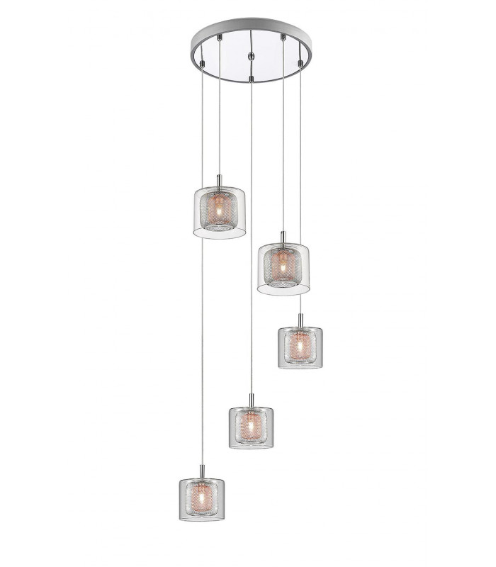 Laure 5 Light Chrome Spiral Light Cluster Pendant Ceiling Light-1