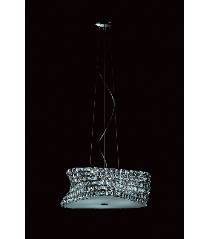 Tia 6 Light Ceiling Fitting Chrome Clear Crystal With Frosted Diffuser CFH211131/06/CLR/CH-1