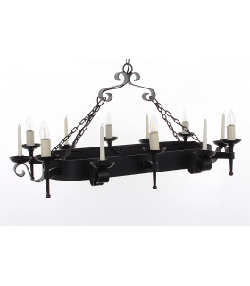 Refectory 6 Light Aged Iron Ceiling Oblong