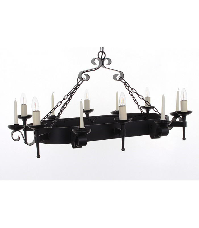 Refectory 6 Light Aged Iron Ceiling Oblong