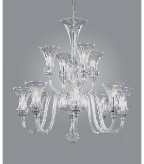 Stara Lead Crystal 12 Light 12 Arm Chandelier with Shades