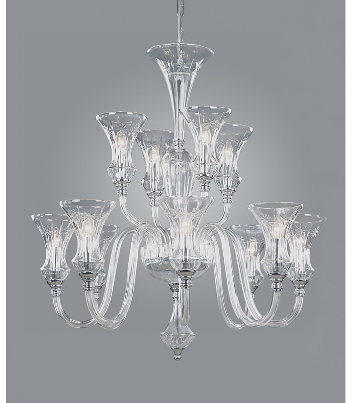 Stara Lead Crystal 12 Light 12 Arm Chandelier with Shades