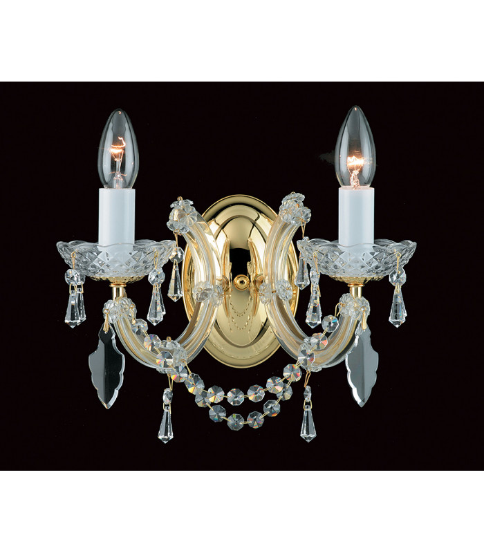 Maria Therese 2 Light Crystal Wall Light Gold Finish