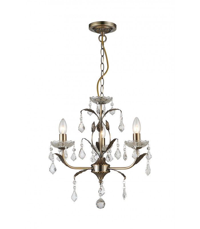 Evon 3 Light Antique Brass Multi Arm Chandelier-1
