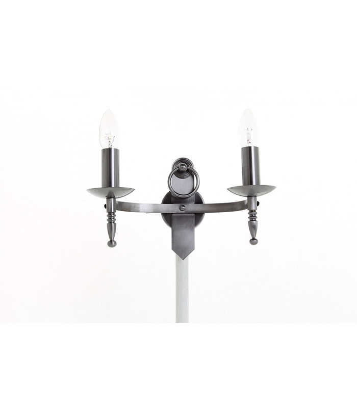 Mitre 2 Light Sterling Iron Twin Wall Light