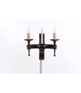 Refectory 2 Light Aged Iron Twin Wall Light and Wax Candle