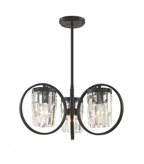 Talin 3 Light Semi-Flush Black Ceiling Fitting-1