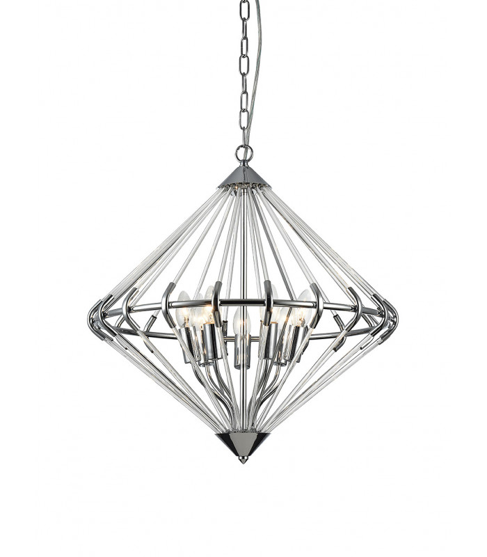 Gerda 7 Light Chrome Ceiling Fitting Wire Frame Pendant Ceiling Light