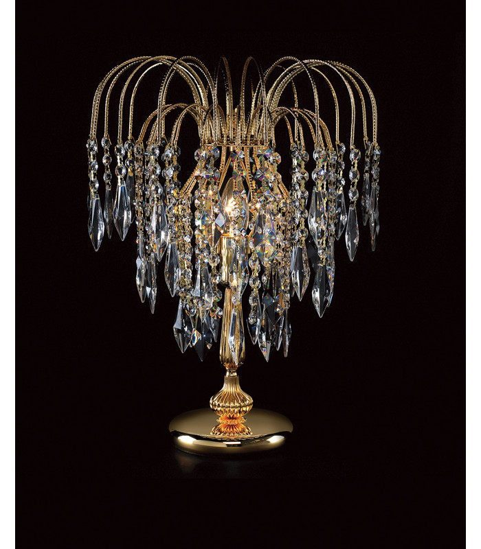 Shower 1 Light Gold Table Lamp With Heritage Prism Crystals