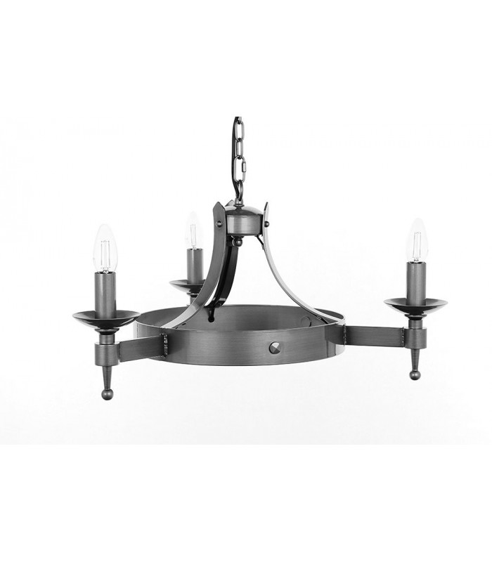 Saxon 3 Light Aged Iron Ceiling Pendant Light-1